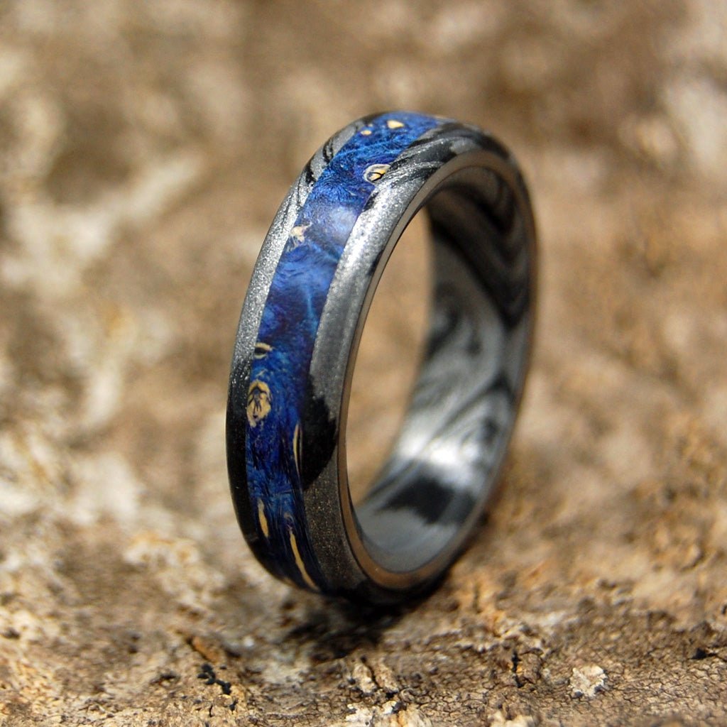 Greek God | Men's Blue Wood & Titanium Wedding Ring - Minter and Richter Designs