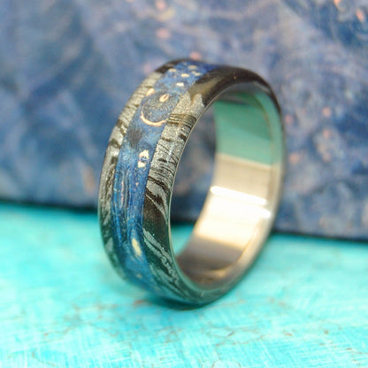 Greek God | Men's Dark Blue Wood & Titanium Wedding Ring - Minter and Richter Designs