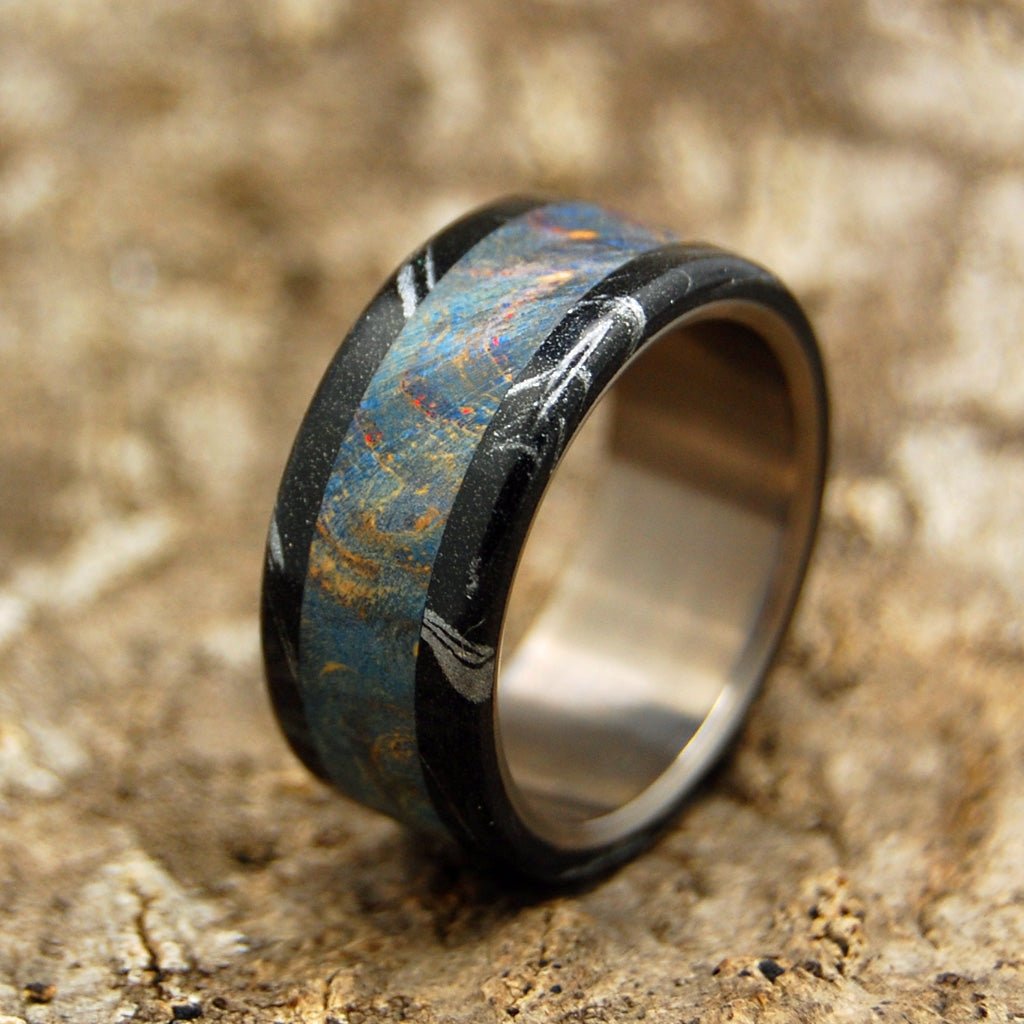 Greek God | Men's Dark Blue Wood & Titanium Wedding Ring - Minter and Richter Designs