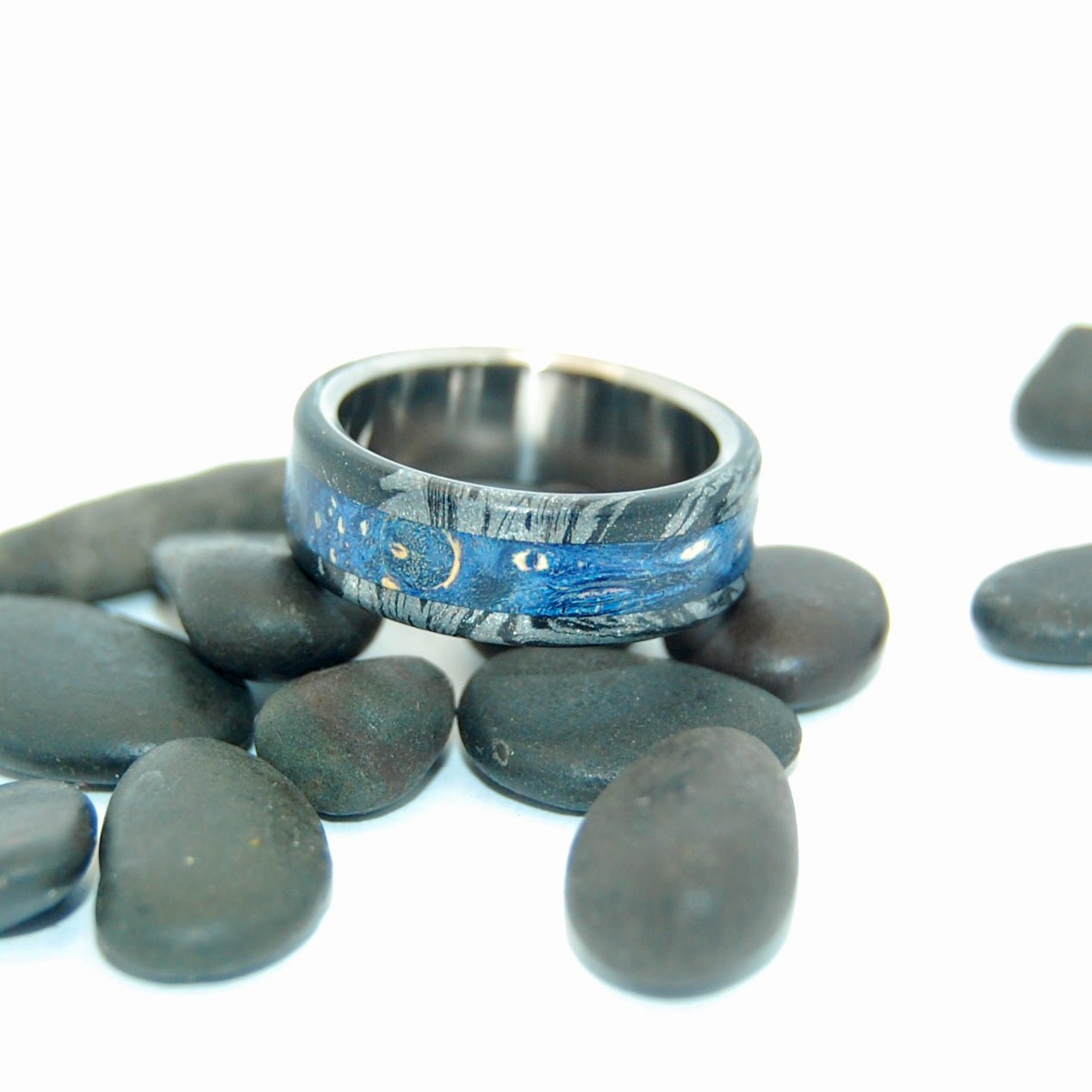 Greek God | Men's Dark Blue Wood & Titanium Wedding Ring - Minter and Richter Designs