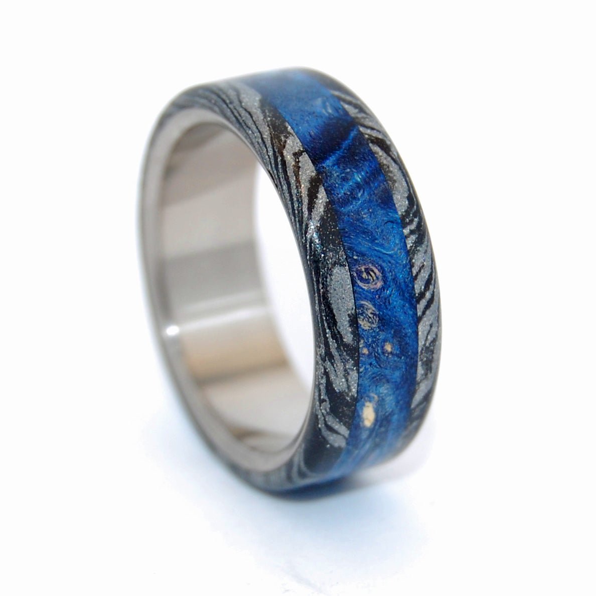 Greek God | Men's Dark Blue Wood & Titanium Wedding Ring - Minter and Richter Designs