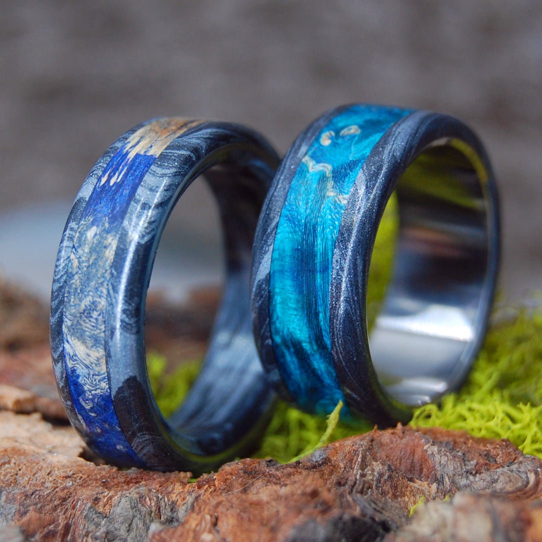 Greek God Wedding Set | Wood & M3 Titanium Men's & Women's Wedding Ring Set - Minter and Richter Designs