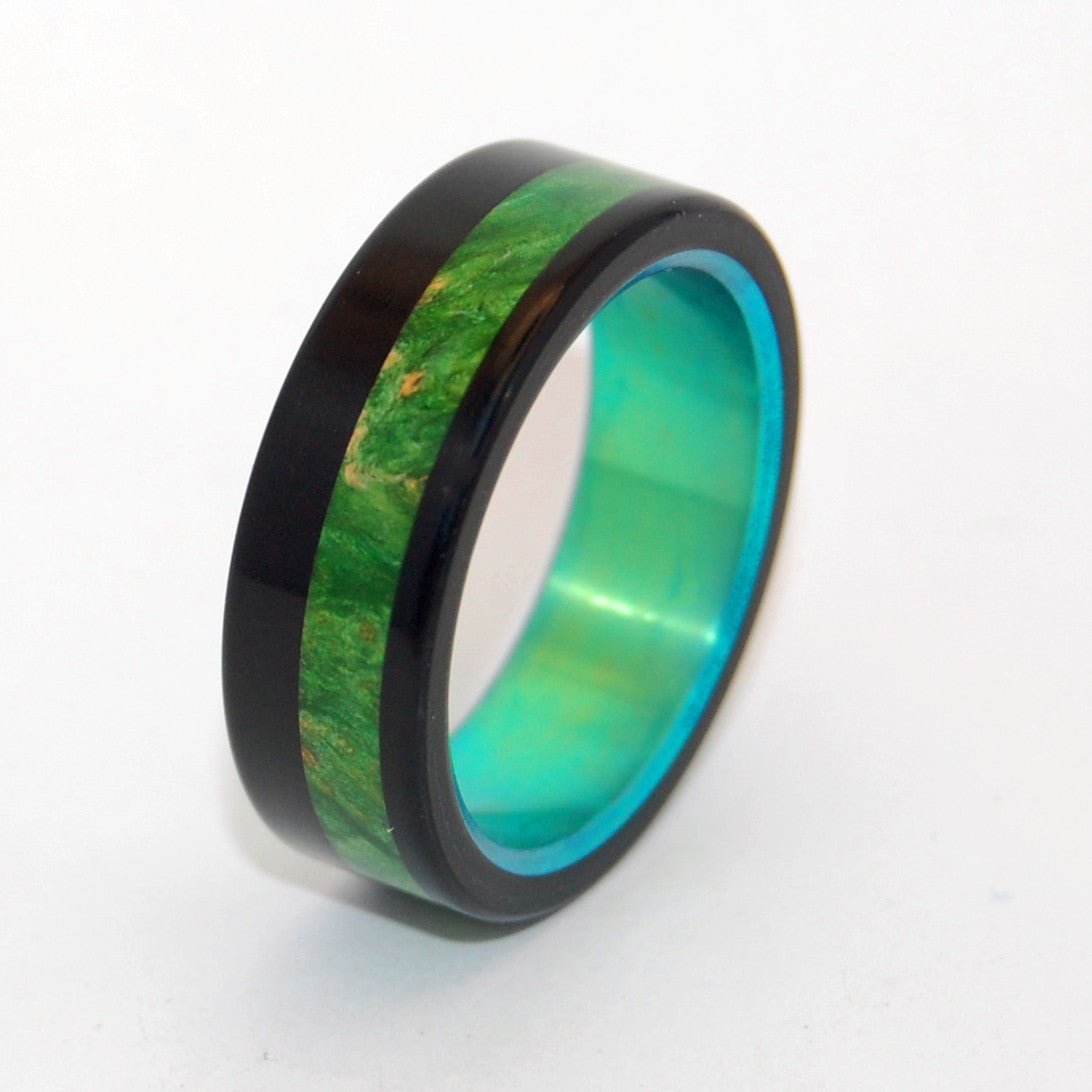 Green Maple Burl Galway | Men's Maple Wood & Titanium Wedding Ring - Minter and Richter Designs