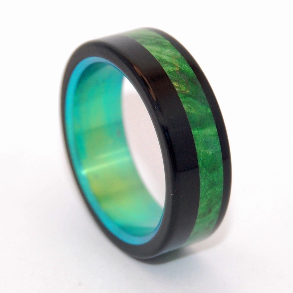 Green Maple Burl Galway | Men's Maple Wood & Titanium Wedding Ring - Minter and Richter Designs