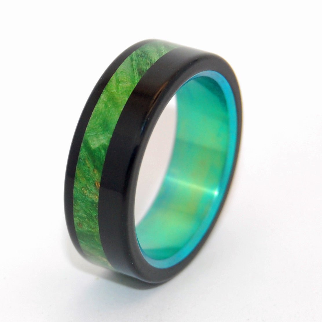 Green Maple Burl Galway | Men's Maple Wood & Titanium Wedding Ring - Minter and Richter Designs