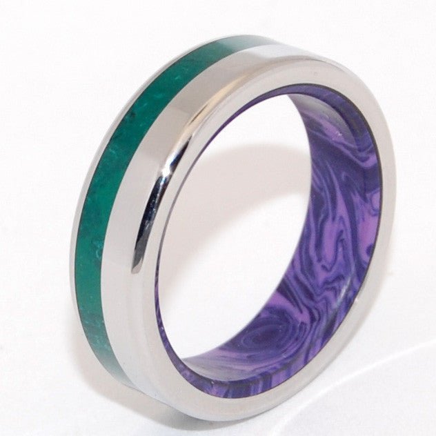 Green Mountain Majesty | Men's Jade Stone, Charoite & Titanium Wedding Ring - Minter and Richter Designs