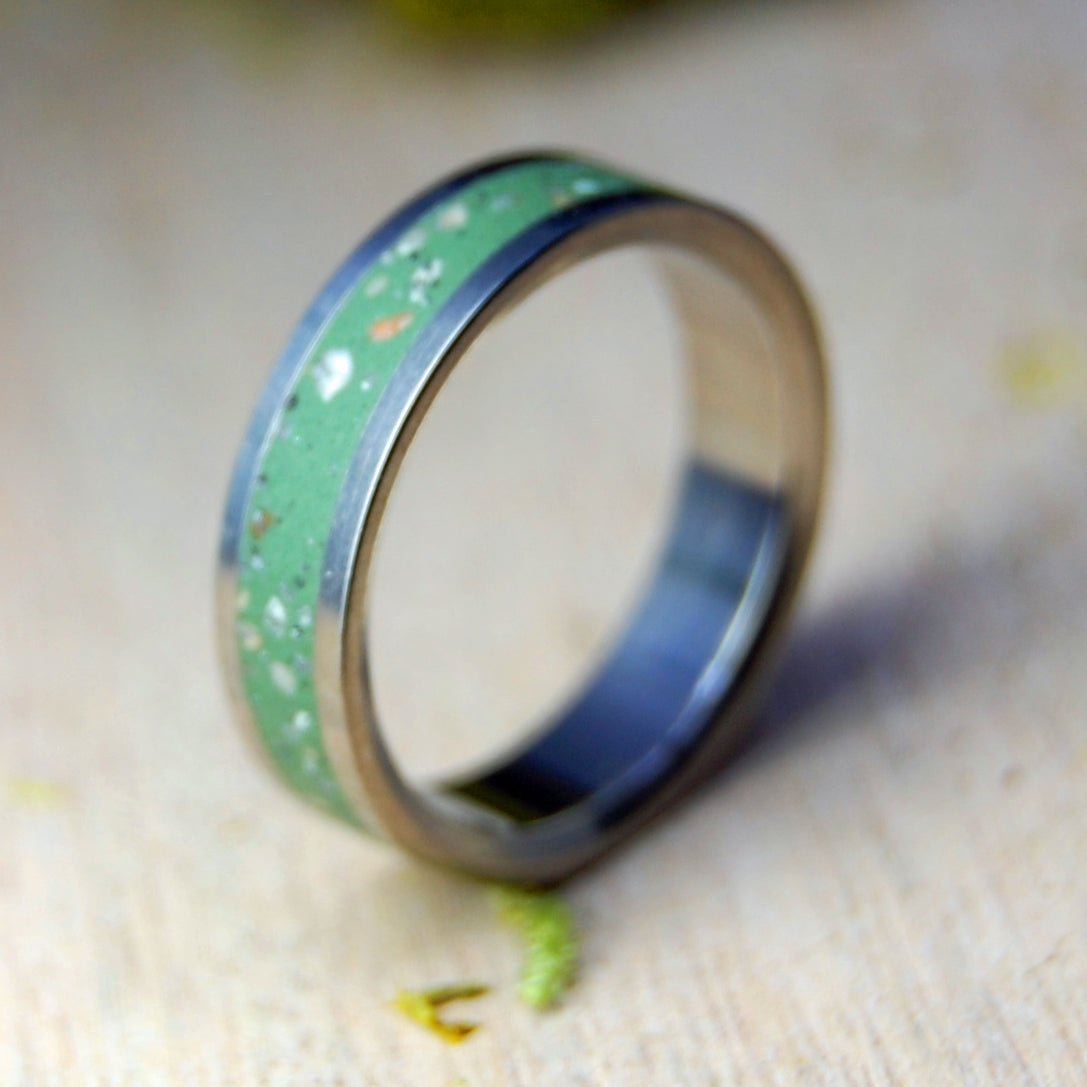 Green Sidewalk | Size 6 At 5mm | Green Aggregate | Unique Wedding Band | On Sale - Minter and Richter Designs