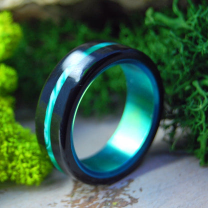 Green Vintage Onyx | Men's Vintage Onyx, Black Stone, Green Vintage Resin & Titanium Wedding Ring - Minter and Richter Designs