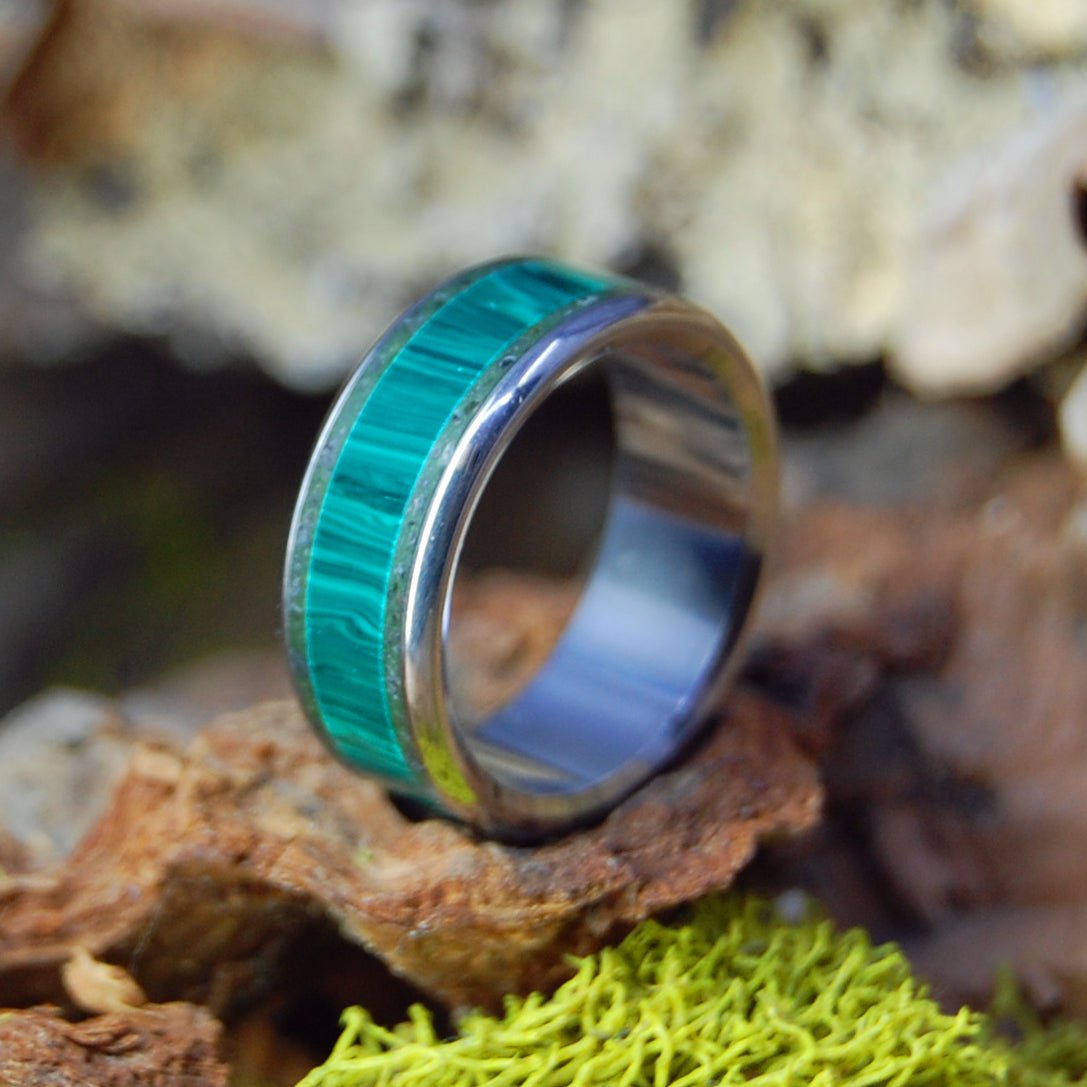 Ground Earth And Malachite Stone | Men's Malachite Stone & Titanium Wedding Ring - Minter and Richter Designs