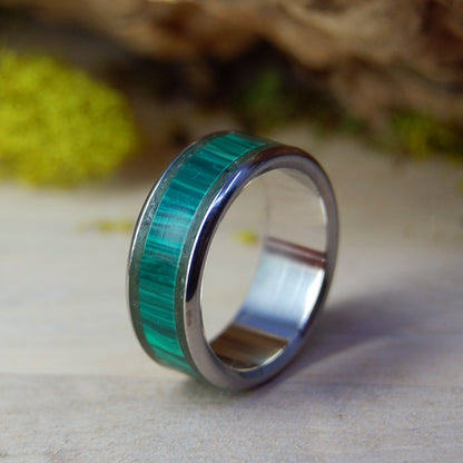 Ground Earth And Malachite Stone | Men's Malachite Stone & Titanium Wedding Ring - Minter and Richter Designs