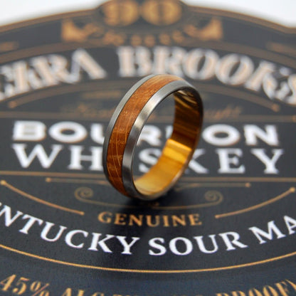 Gunny | Men's Whiskey Barrel Wood & Titanium Wedding Ring - Minter and Richter Designs