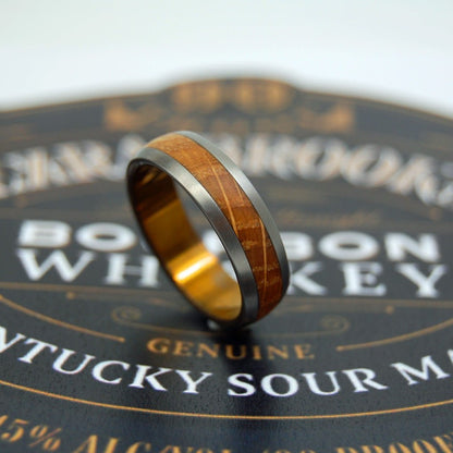 Gunny | Men's Whiskey Barrel Wood & Titanium Wedding Ring - Minter and Richter Designs