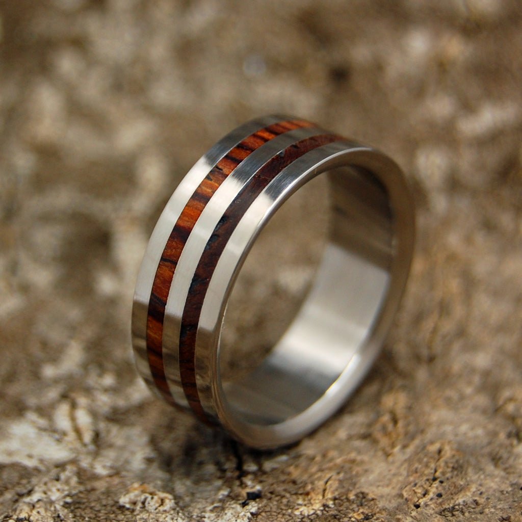 Harvest | Men's Cocobolo Wood, Hawaiian Koa Wood & Titanium Wedding Ring - Minter and Richter Designs