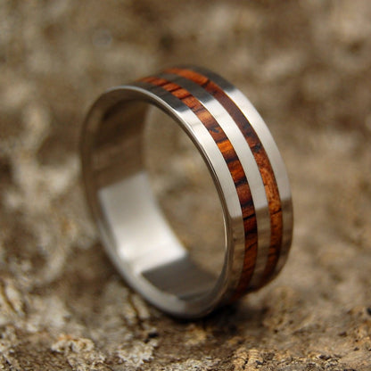 Harvest | Men's Cocobolo Wood, Hawaiian Koa Wood & Titanium Wedding Ring - Minter and Richter Designs