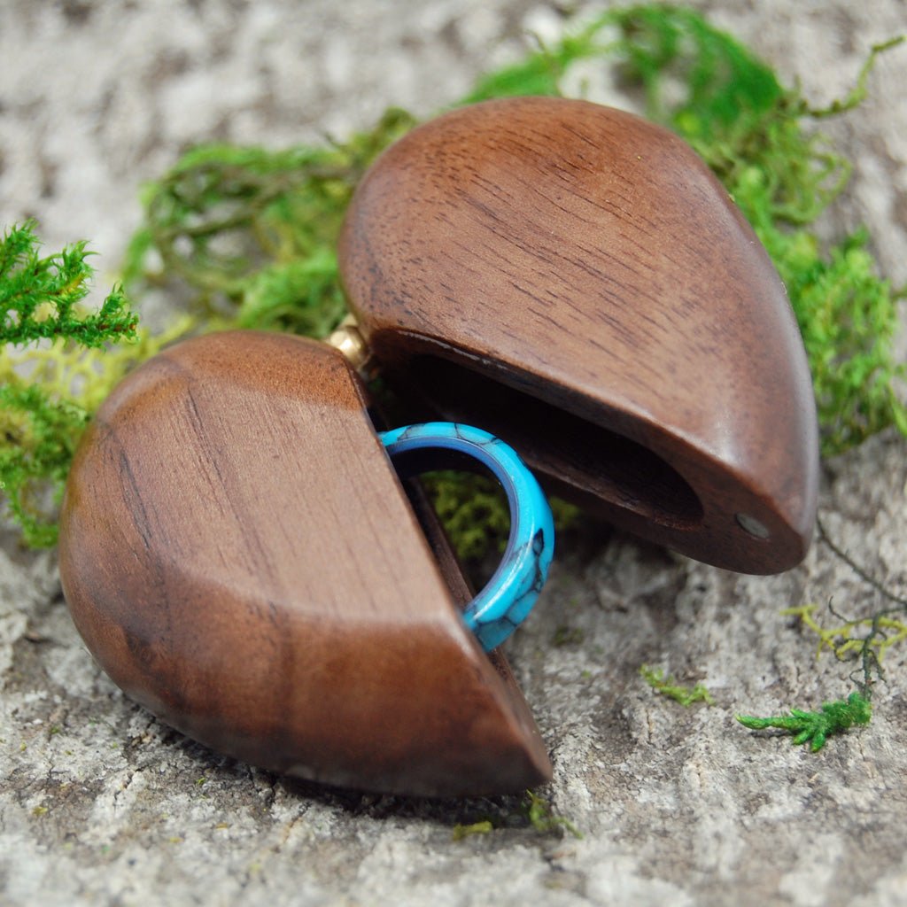 Heart Shaped Wooden Ring Box - Wedding Ring Box For One Ring - Minter and Richter Designs