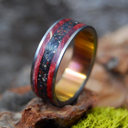 Heat Across The Land | Men's Wood, Beach Sand & Titanium Wedding Ring - Minter and Richter Designs