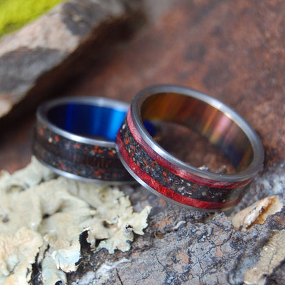 Heat & Cool Across The Land | Wood & Beach Sand Ring - Hawaiian Wedding Ring - Unique Wedding Ring - Minter and Richter Designs