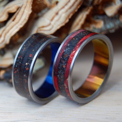 Heat & Cool Across The Land | Wood & Beach Sand Ring - Hawaiian Wedding Ring - Unique Wedding Ring - Minter and Richter Designs