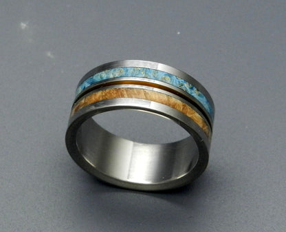 Heaven On Earth | Men's Golden Box Elder Wood & Titanium Wedding Ring - Minter and Richter Designs