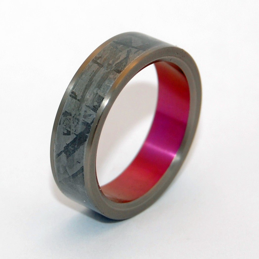 Heavy Hitter | Men's Meteorite, Pink Anodized Titanium & Titanium Wedding Ring - Minter and Richter Designs