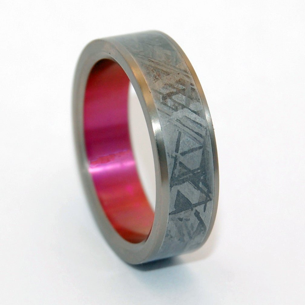 Heavy Hitter | Men's Meteorite, Pink Anodized Titanium & Titanium Wedding Ring - Minter and Richter Designs