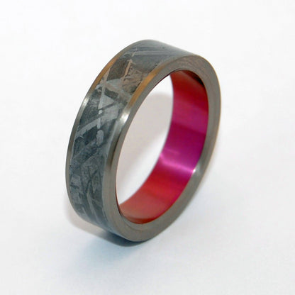 Heavy Hitter | Men's Meteorite, Pink Anodized Titanium & Titanium Wedding Ring - Minter and Richter Designs