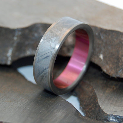 Heavy Hitter | Men's Meteorite, Pink Anodized Titanium & Titanium Wedding Ring - Minter and Richter Designs