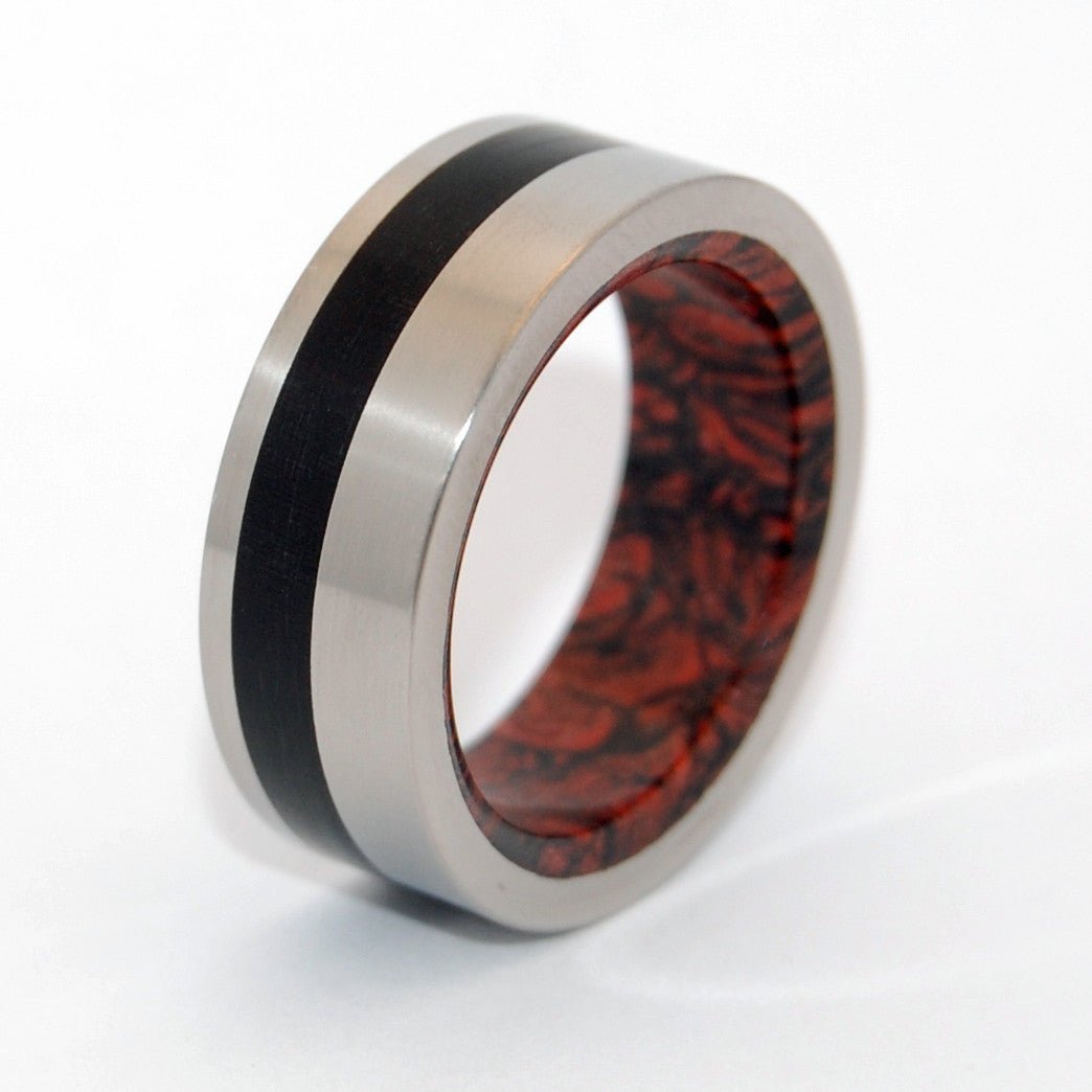 Hephaestus God Of Fire | Men's Horn, M3 Titanium & Titanium Wedding Ring - Minter and Richter Designs