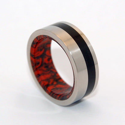 Hephaestus God Of Fire | Men's Horn, M3 Titanium & Titanium Wedding Ring - Minter and Richter Designs