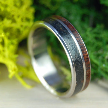 Her Alaskan Heart | Men's Alaskan Lava, Koa Wood & Titanium Wedding Ring - Minter and Richter Designs