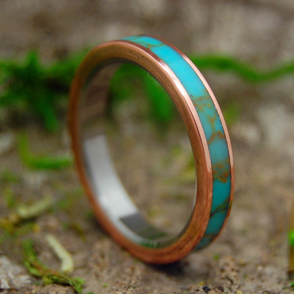 Her Samana | Women's Kingman Turquoise, Copper & Titanium Wedding Ring - Minter and Richter Designs