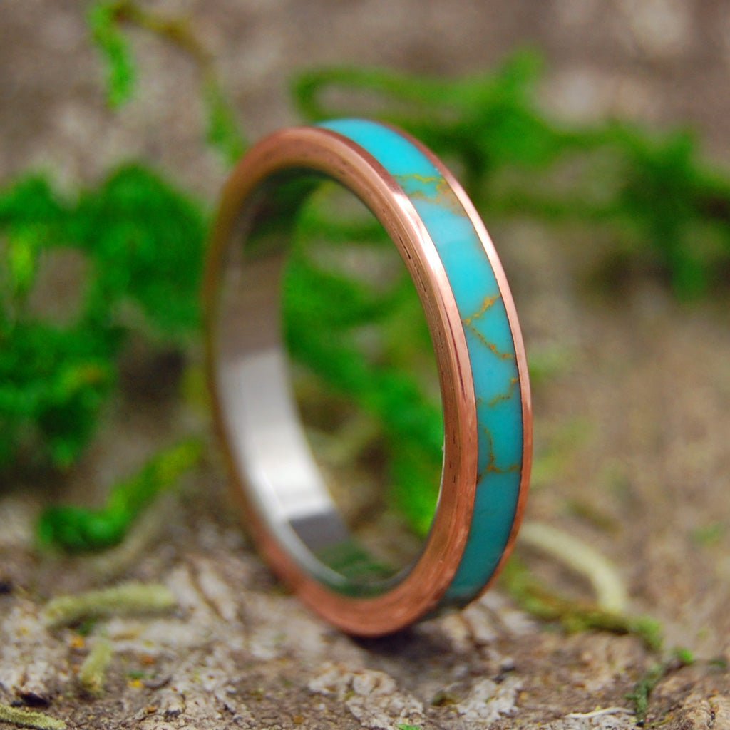 Her Samana | Women's Kingman Turquoise, Copper & Titanium Wedding Ring - Minter and Richter Designs