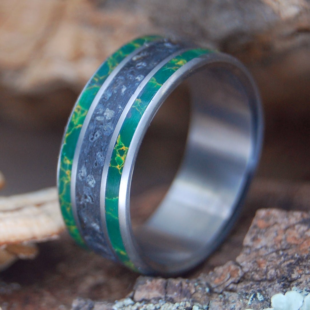 Herring Cove Black | Men's Black Beach Sand, Egyptian Jade & Titanium Wedding Ring - Minter and Richter Designs