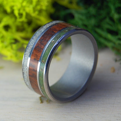 High In Aruba Ii | Men's Marijuana, Snakewood, Beach Sand & Titanium Wedding Ring - Minter and Richter Designs