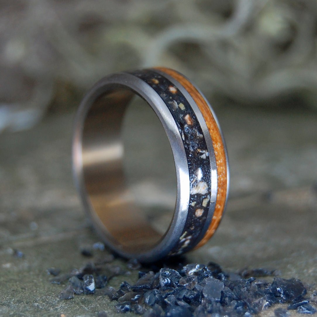 Home State Missouri And Maine | Men's Beach Sand, Whiskey Barrel & Titanium Wedding Ring - Minter and Richter Designs