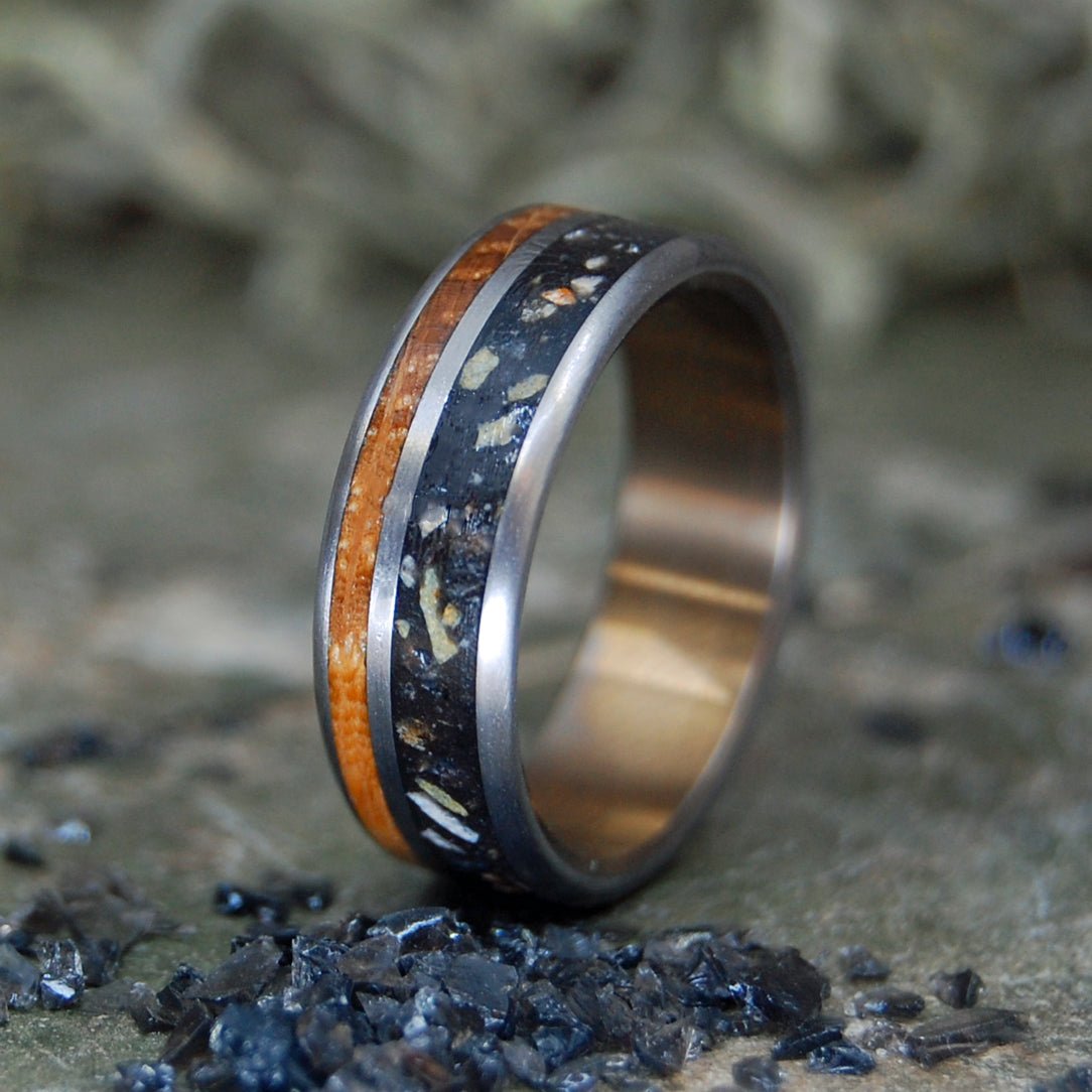 Home State Missouri And Maine | Men's Beach Sand, Whiskey Barrel & Titanium Wedding Ring - Minter and Richter Designs