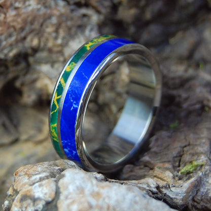 How Blue is Our Sea | Men's Sodalite Stone & Jade Wedding Ring - Minter and Richter Designs