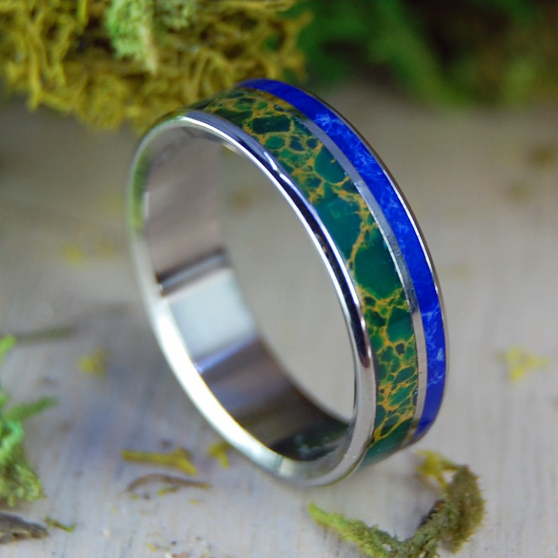 How Green is Our Valley | Men's Sodalite Stone & Jade Wedding Ring - Minter and Richter Designs