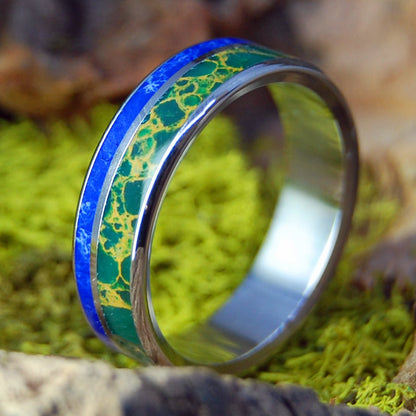 How Green is Our Valley | Men's Sodalite Stone & Jade Wedding Ring - Minter and Richter Designs