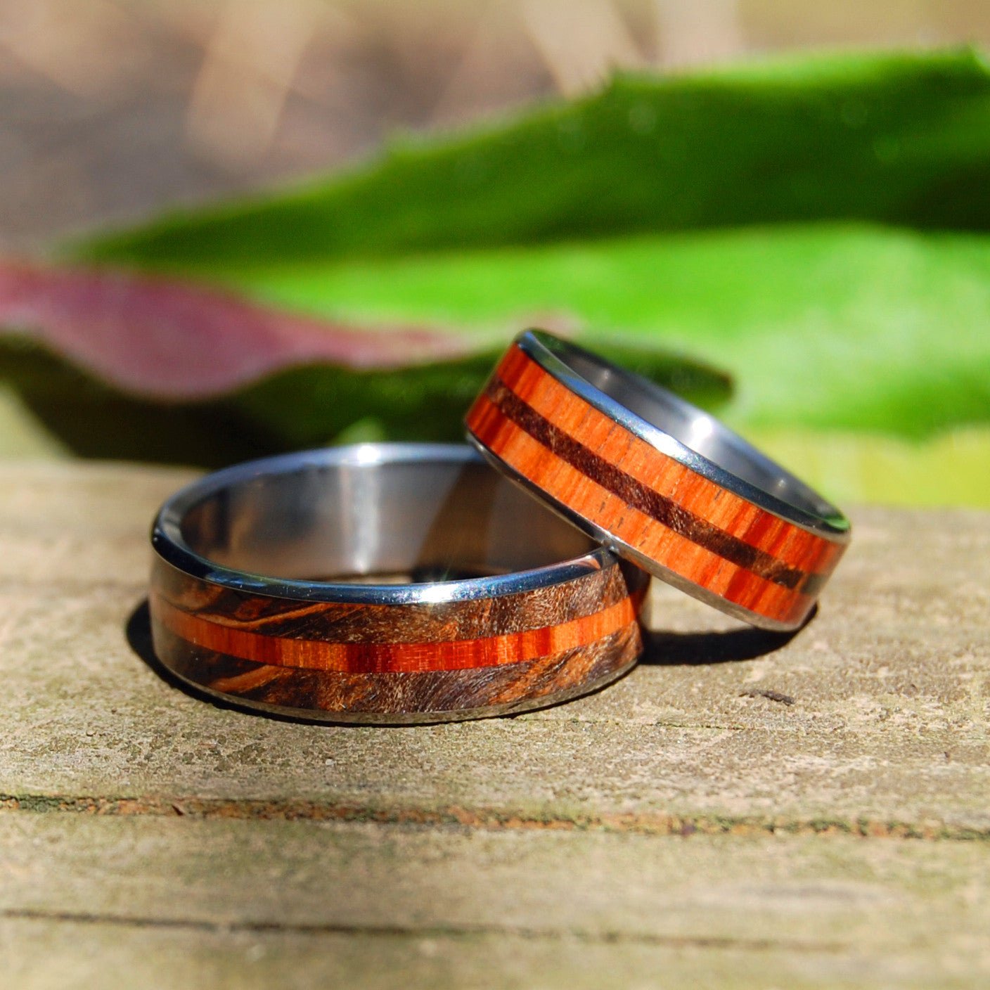 How Quickly | Maple Wood Wedding Ring - Unique Wedding Ring Set - Minter and Richter Designs