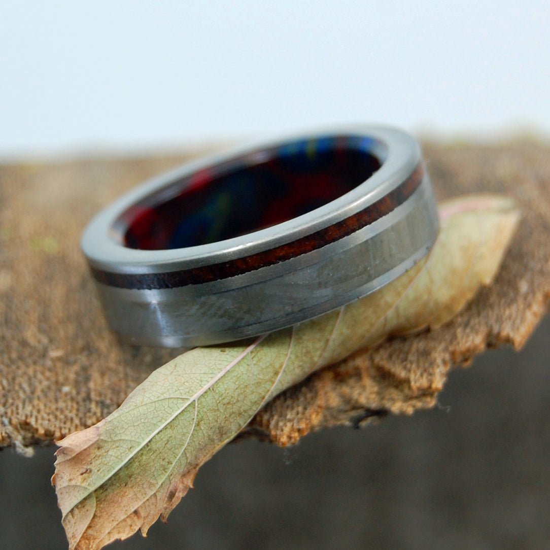 How The World Began | Men's Meteorite, Wood & Titanium Wedding Ring - Minter and Richter Designs