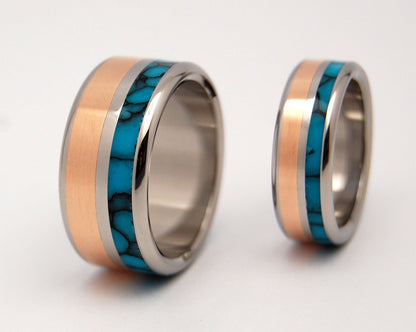 Human And Divine Inox | Copper And Stone Wedding Ring Set - Minter and Richter Designs