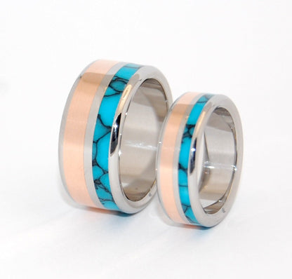 Human And Divine Inox | Copper And Stone Wedding Ring Set - Minter and Richter Designs