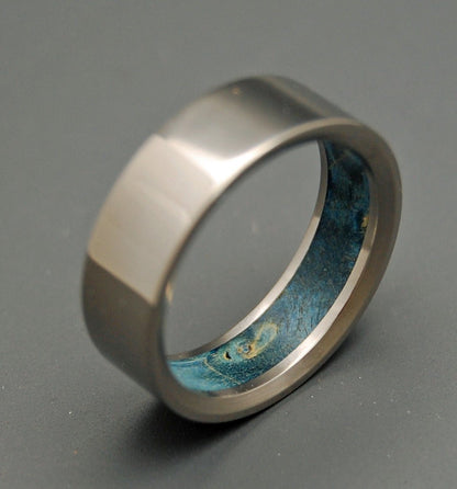 Humble Blue | Men's Blue Box Elder Wood & Titanium Wedding Ring - Minter and Richter Designs