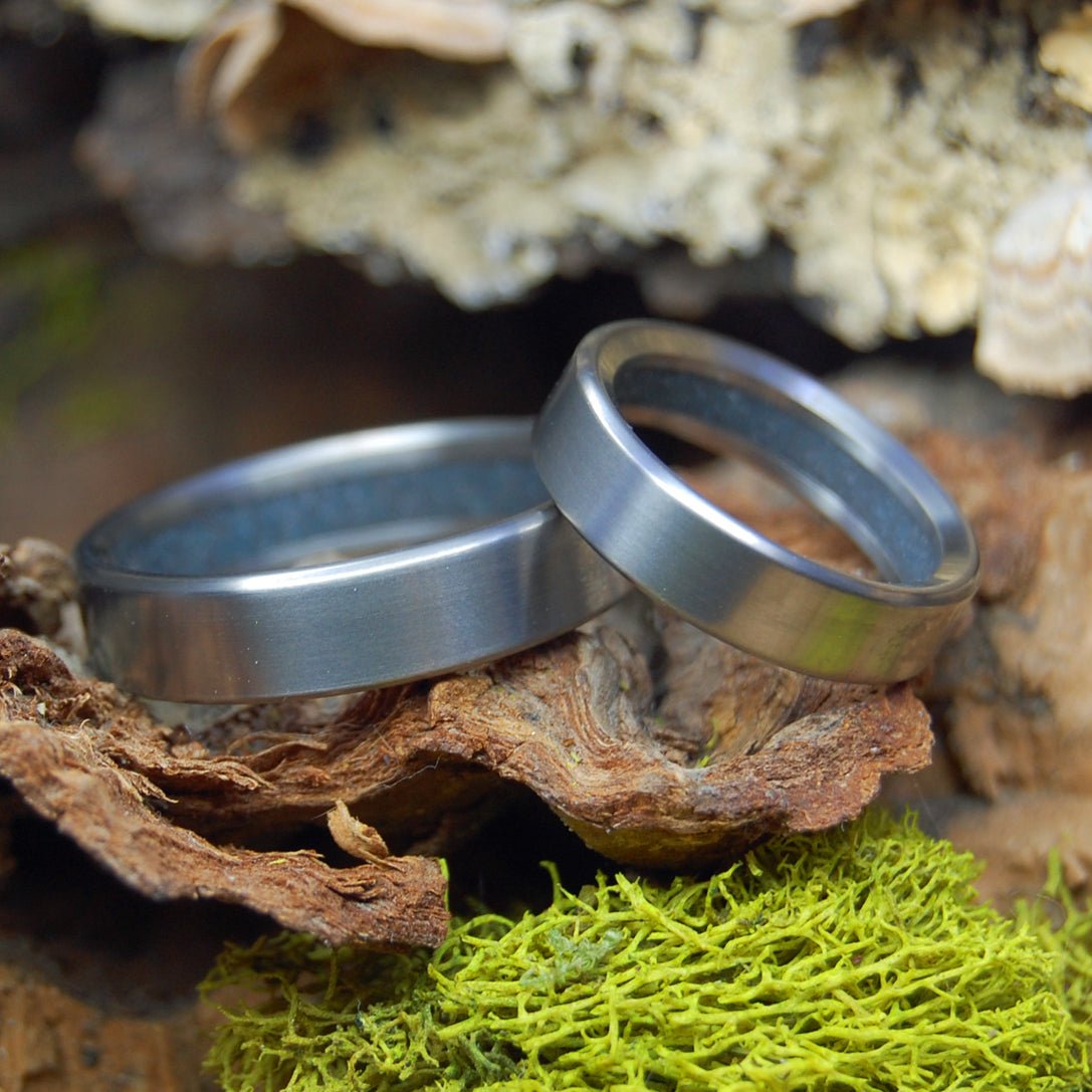 Humble Cohasset Ma | Cohasset Ma Beach Sand & Titanium - Unique Wedding Ring - Titanium Wedding Ring - Minter and Richter Designs