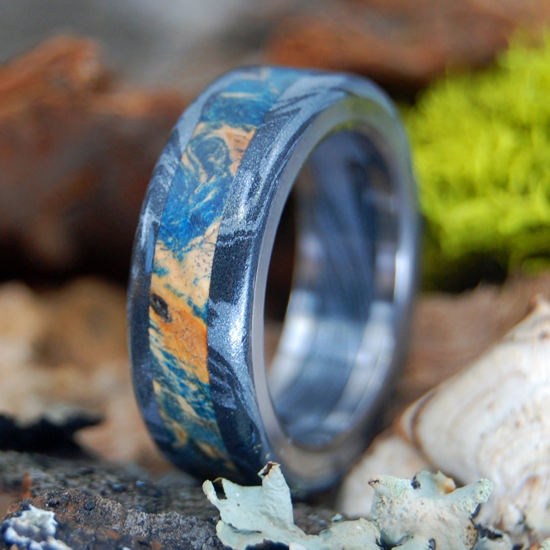 Humble Greek God | Men's Wood, Black Silver & Titanium Wedding Ring - Minter and Richter Designs