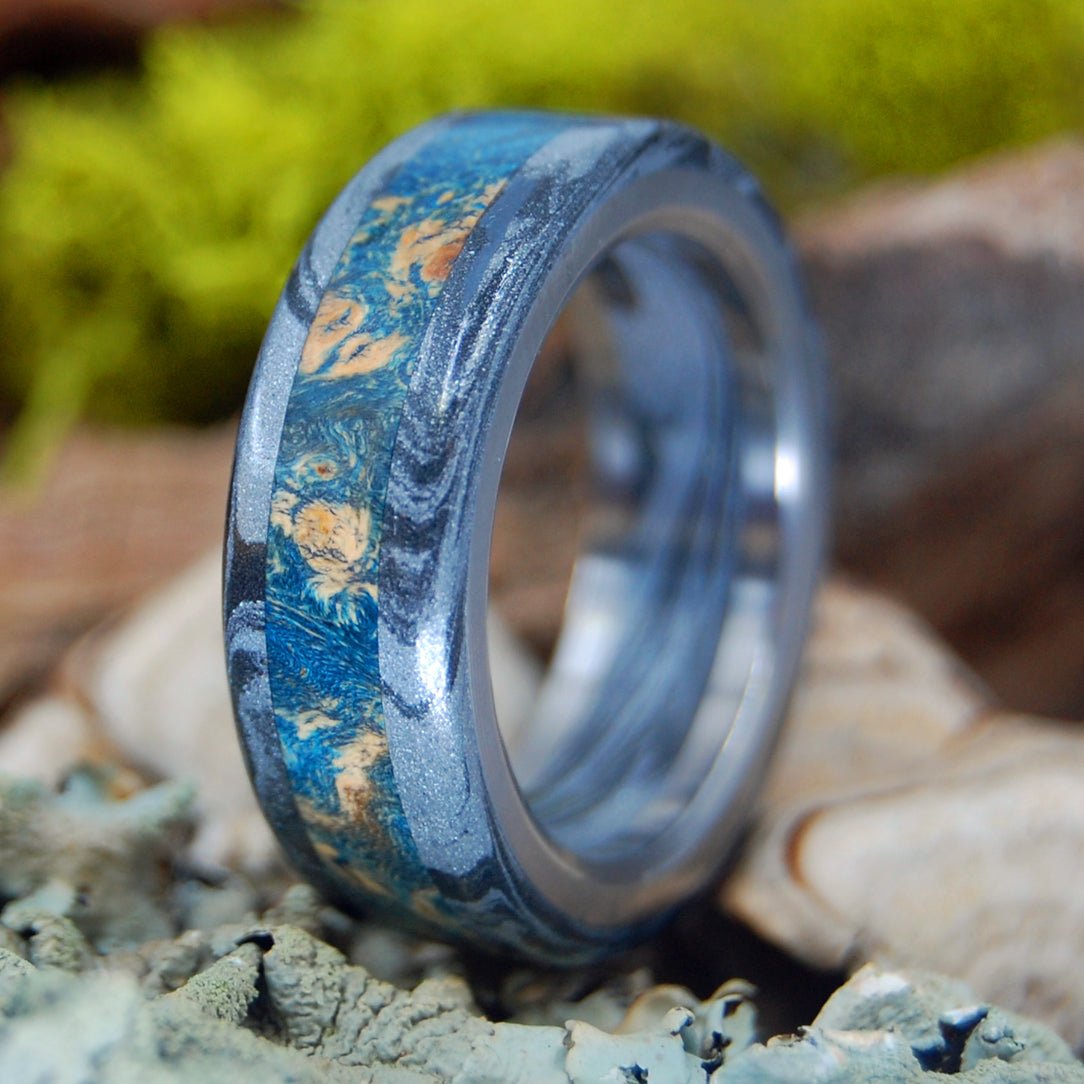 Humble Greek God | Men's Wood, Black Silver & Titanium Wedding Ring - Minter and Richter Designs