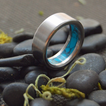 Humble Lake | Men's Turquoise Stone & Titanium Wedding Ring - Minter and Richter Designs