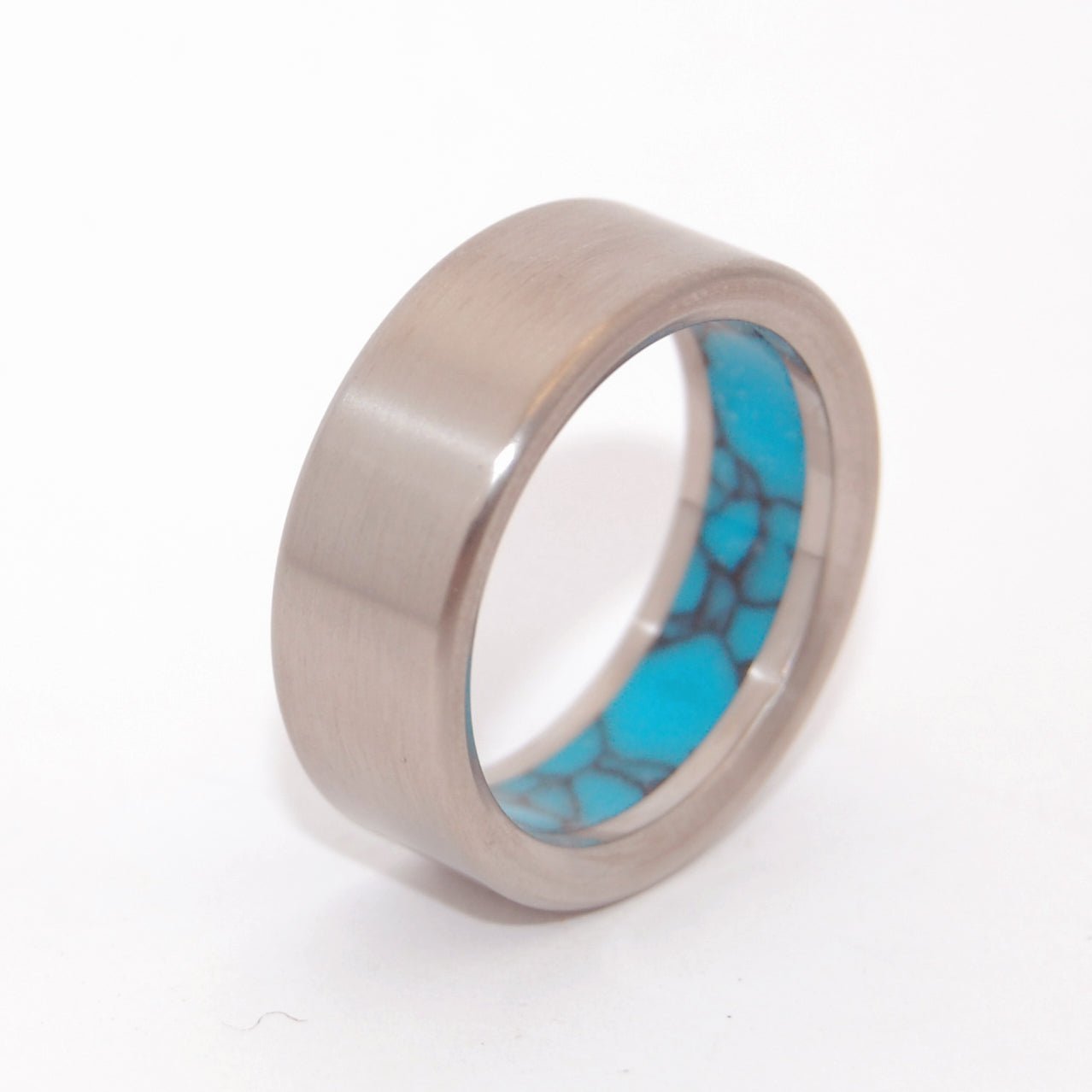 Humble Lake | Men's Turquoise Stone & Titanium Wedding Ring - Minter and Richter Designs