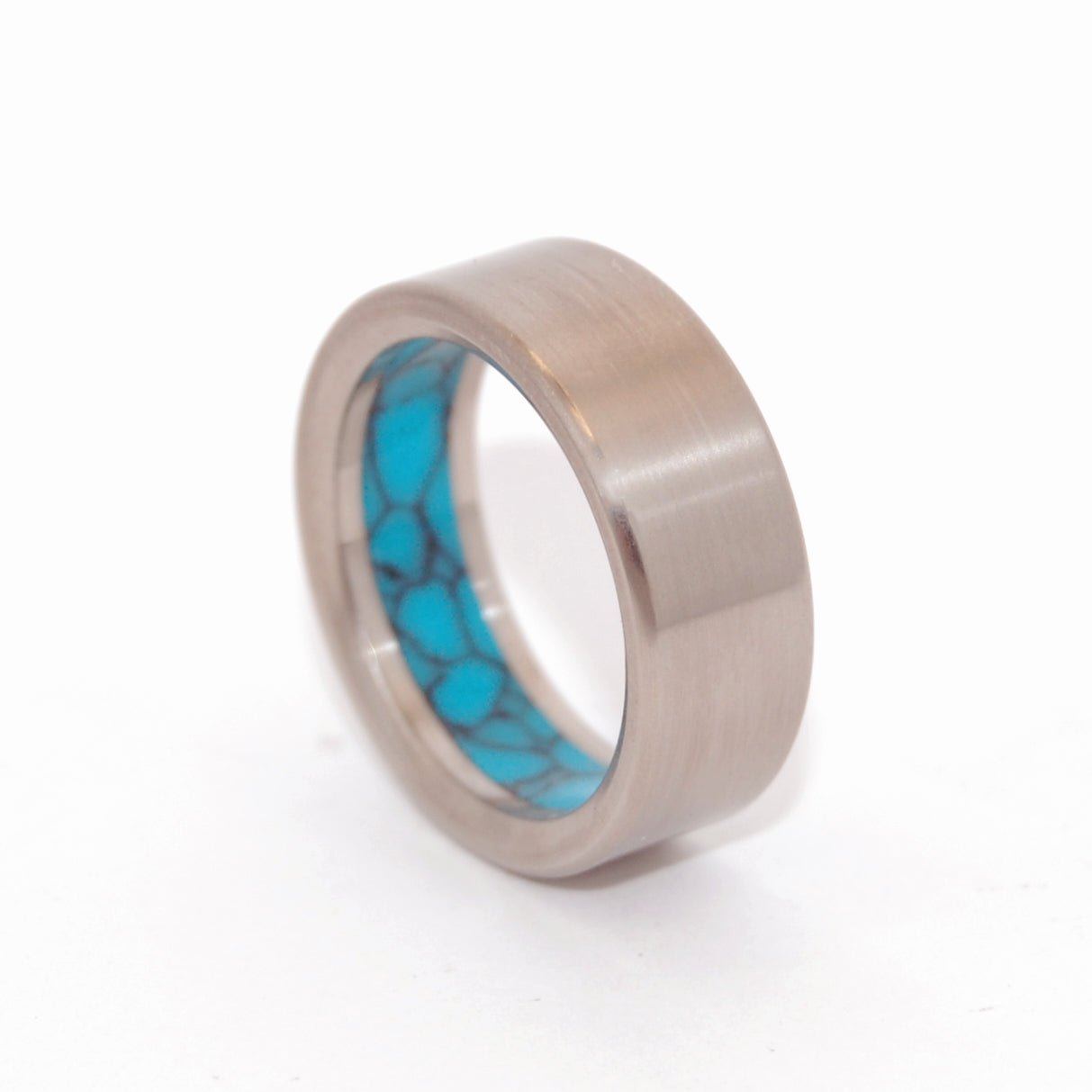 Humble Lake | Men's Turquoise Stone & Titanium Wedding Ring - Minter and Richter Designs